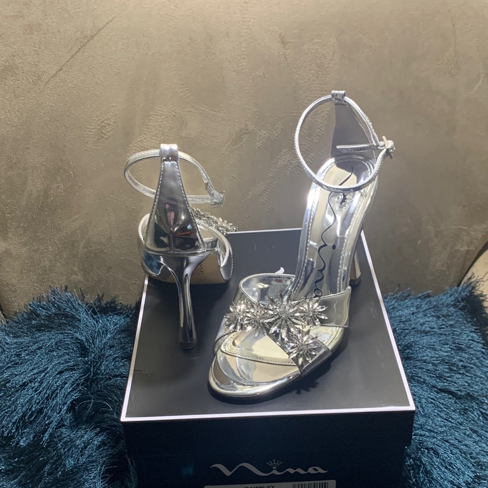 Silver Mirror Stone Women's Heels